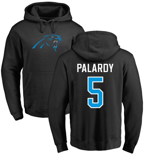 Carolina Panthers Men Black Michael Palardy Name and Number Logo NFL Football 5 Pullover Hoodie Sweatshirts